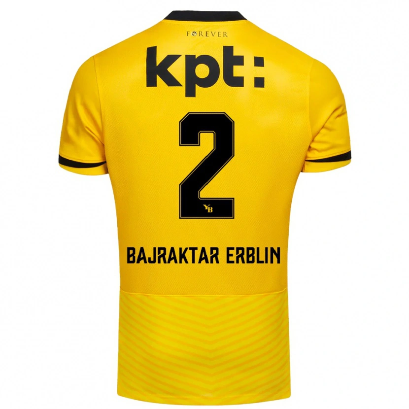 Danxen Homme Maillot Erblin Bajraktar #2 Jaune Noir Tenues Domicile 2025/26 T-Shirt