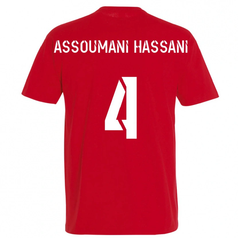 Danxen Homme Maillot Nassim Assoumani Hassani #4 Rouge Jaune Tenues Domicile 2025/26 T-Shirt