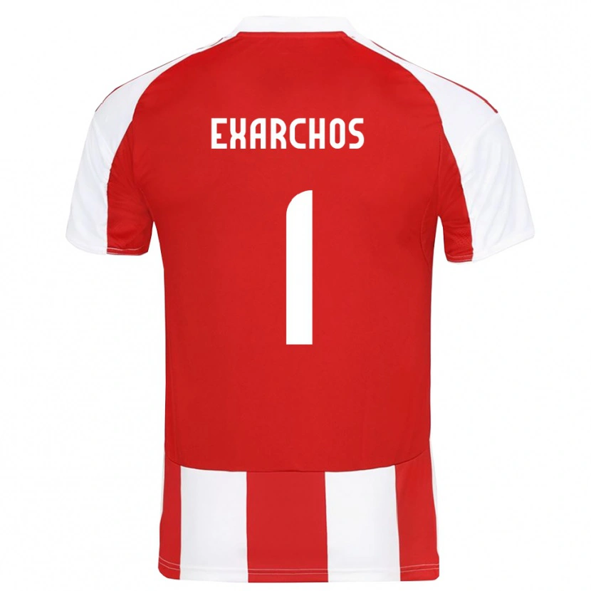 Danxen Homme Maillot Alexandros Exarchos #1 Rouge Blanc Tenues Domicile 2025/26 T-Shirt
