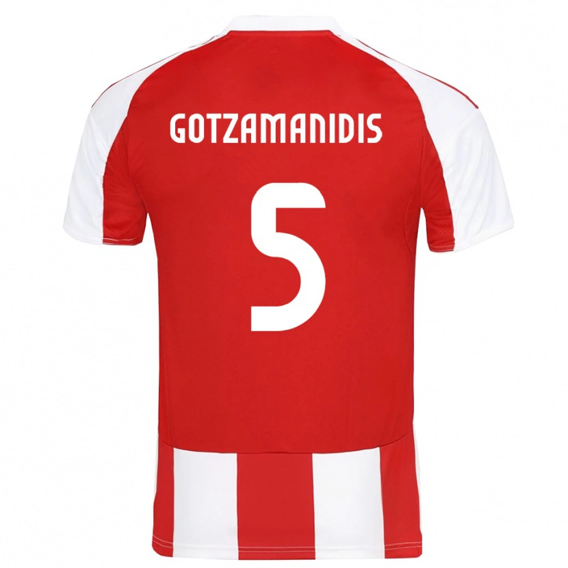 Danxen Homme Maillot Nikolaos Gotzamanidis #5 Rouge Blanc Tenues Domicile 2025/26 T-Shirt