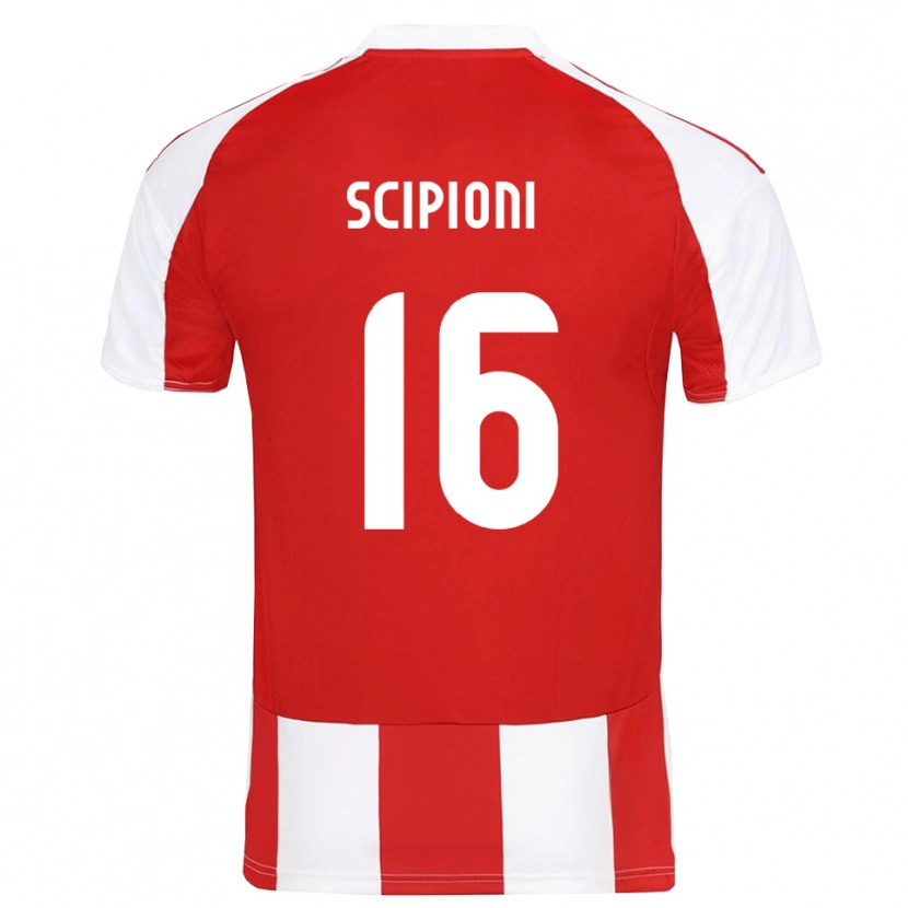 Danxen Homme Maillot Lorenzo Scipioni #16 Rouge Blanc Tenues Domicile 2025/26 T-Shirt