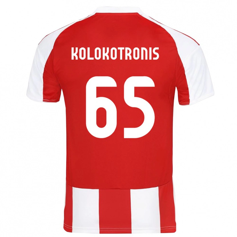 Danxen Homme Maillot Petros Kolokotronis #65 Rouge Blanc Tenues Domicile 2025/26 T-Shirt