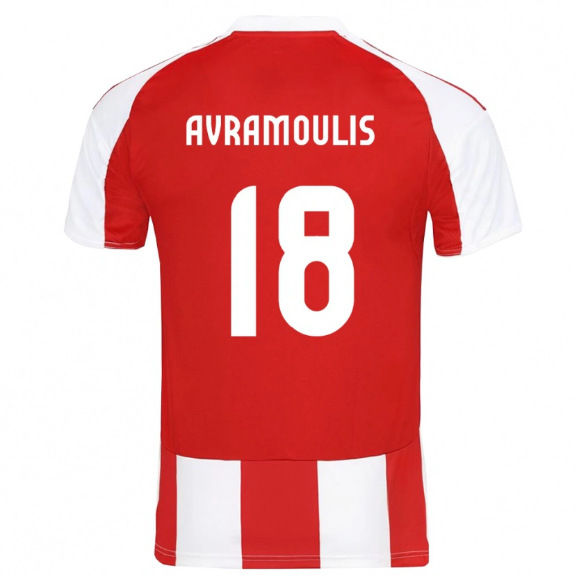 Danxen Homme Maillot Nikolaos Avramoulis #18 Rouge Blanc Tenues Domicile 2025/26 T-Shirt