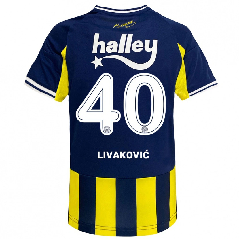 Danxen Homme Maillot Dominik Livakovic #40 Jaune Marine Blanc Tenues Domicile 2025/26 T-Shirt