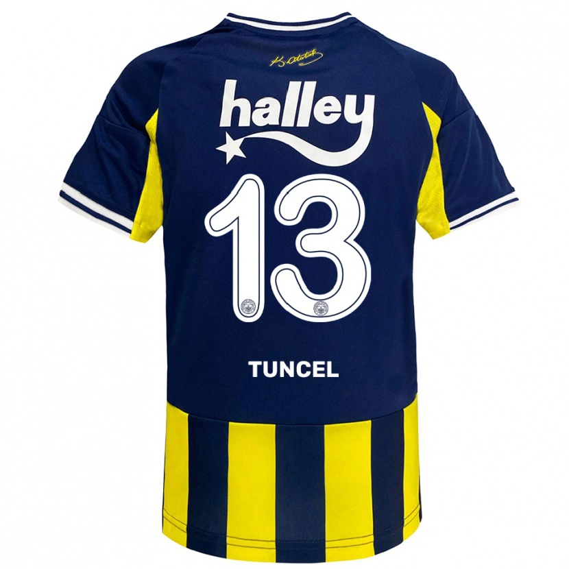 Danxen Homme Maillot Ercan Tuncel #13 Jaune Marine Blanc Tenues Domicile 2025/26 T-Shirt