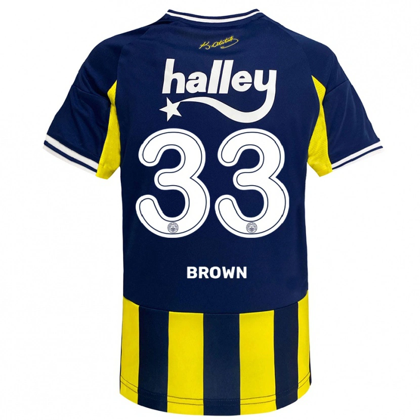 Danxen Homme Maillot Archie Brown #33 Jaune Marine Blanc Tenues Domicile 2025/26 T-Shirt