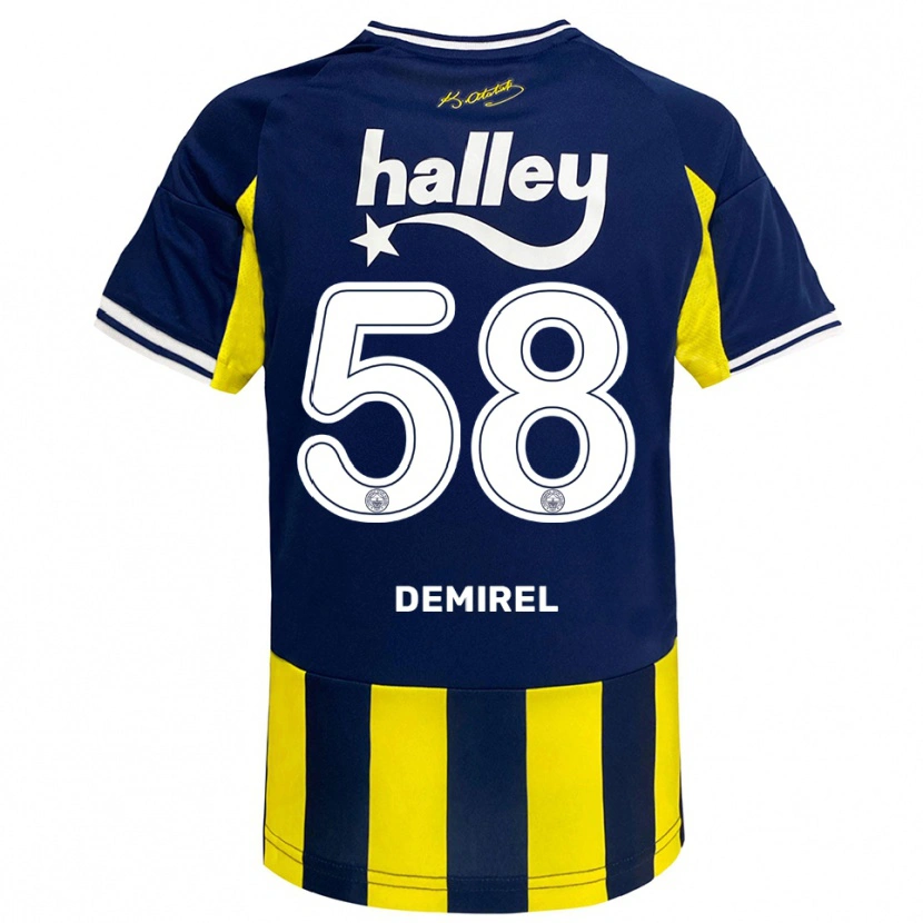 Danxen Homme Maillot Görkem Demirel #58 Jaune Marine Blanc Tenues Domicile 2025/26 T-Shirt