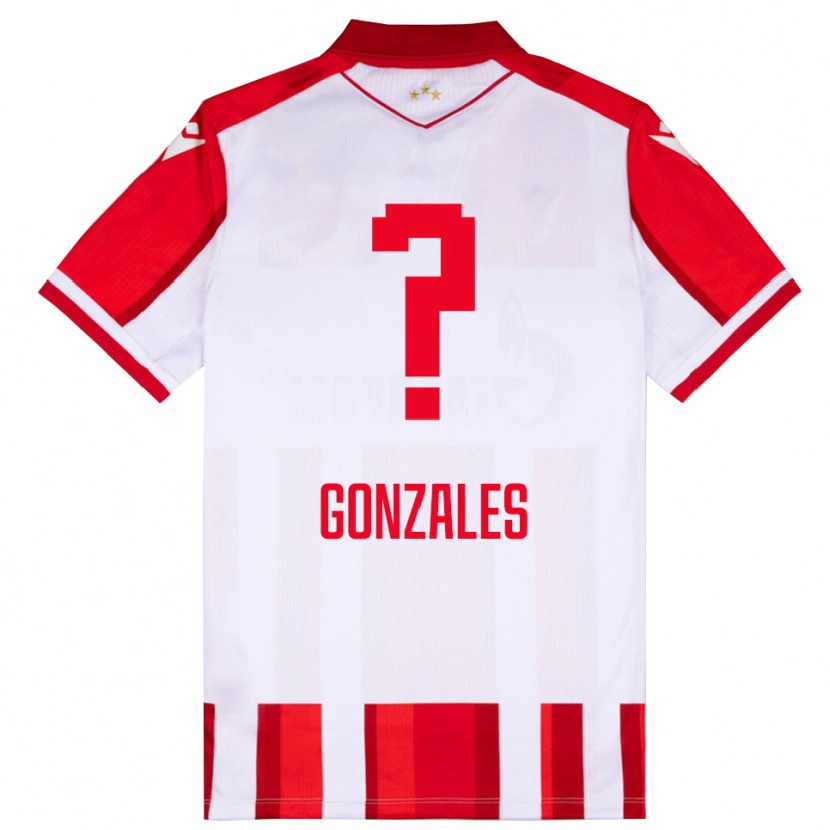 Danxen Homme Maillot Jesus Gonzales #0 Rouge Blanc Tenues Domicile 2025/26 T-Shirt