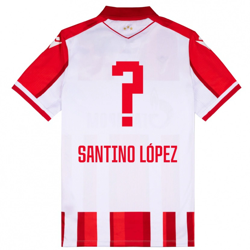 Danxen Homme Maillot Santino López #0 Rouge Blanc Tenues Domicile 2025/26 T-Shirt
