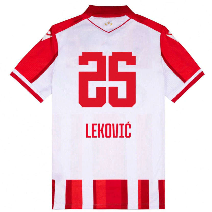Danxen Homme Maillot Stefan Leković #25 Rouge Blanc Tenues Domicile 2025/26 T-Shirt
