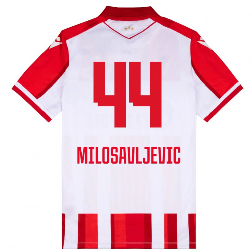 Danxen Homme Maillot Veljko Milosavljevic #44 Rouge Blanc Tenues Domicile 2025/26 T-Shirt
