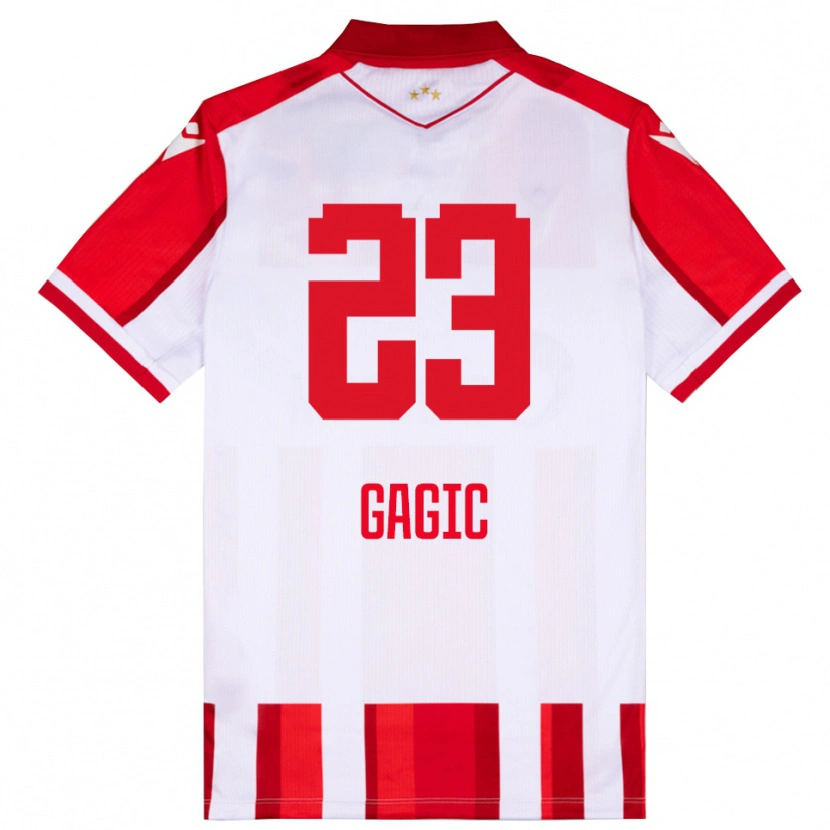 Danxen Homme Maillot Matija Gagic #23 Rouge Blanc Tenues Domicile 2025/26 T-Shirt