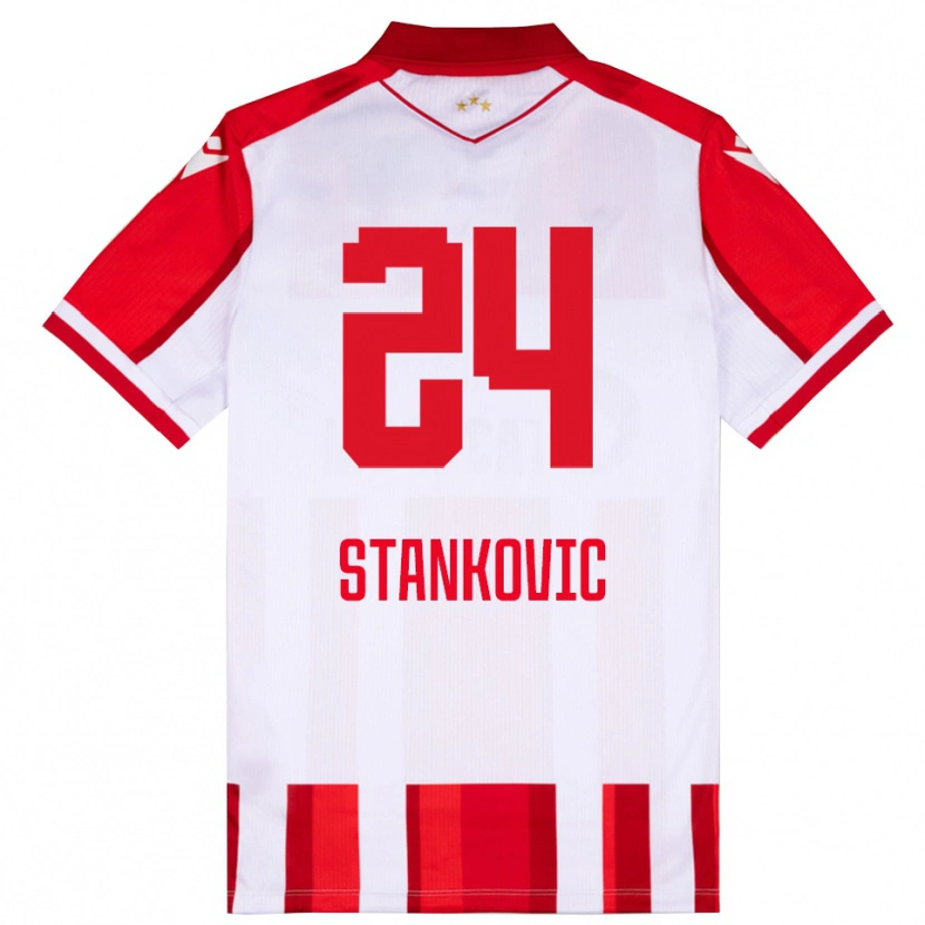 Danxen Homme Maillot Nikola Stankovic #24 Rouge Blanc Tenues Domicile 2025/26 T-Shirt