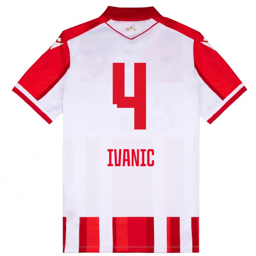Danxen Homme Maillot Mirko Ivanic #4 Rouge Blanc Tenues Domicile 2025/26 T-Shirt