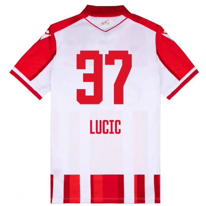 Danxen Homme Maillot Vladimir Lucic #37 Rouge Blanc Tenues Domicile 2025/26 T-Shirt