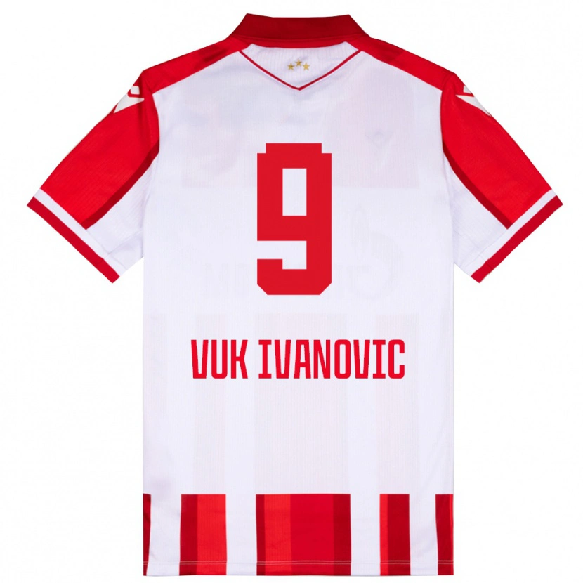 Danxen Homme Maillot Vuk Ivanovic #9 Rouge Blanc Tenues Domicile 2025/26 T-Shirt