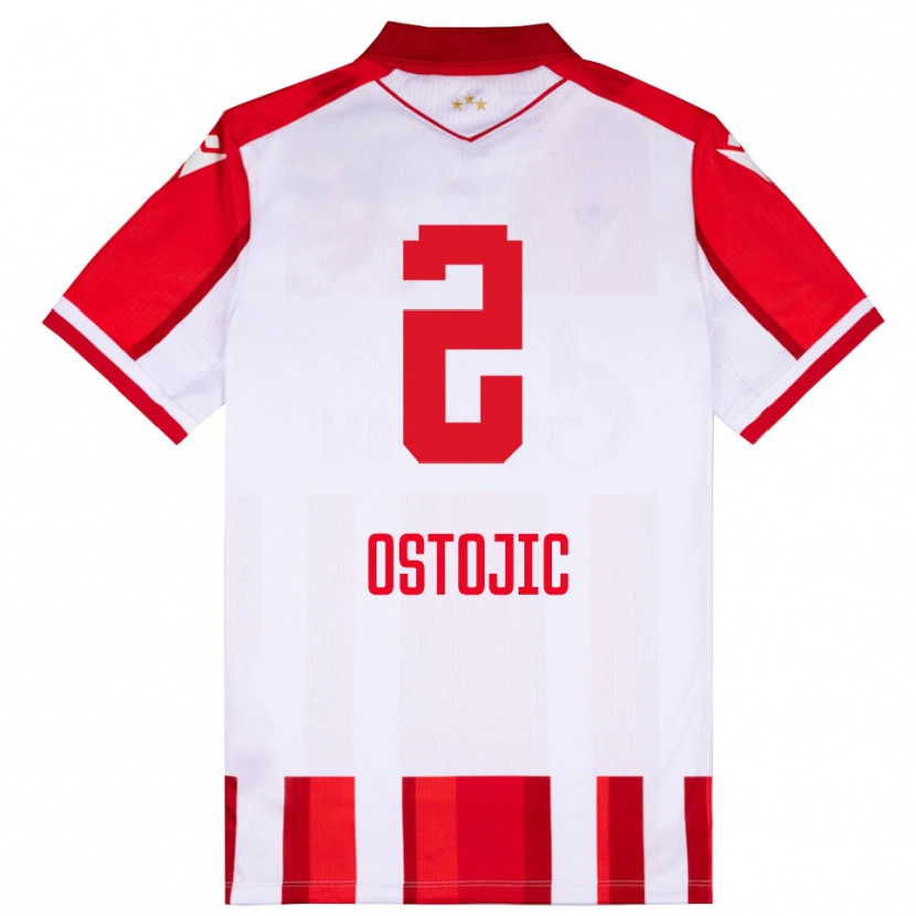 Danxen Homme Maillot Mateja Ostojic #2 Rouge Blanc Tenues Domicile 2025/26 T-Shirt