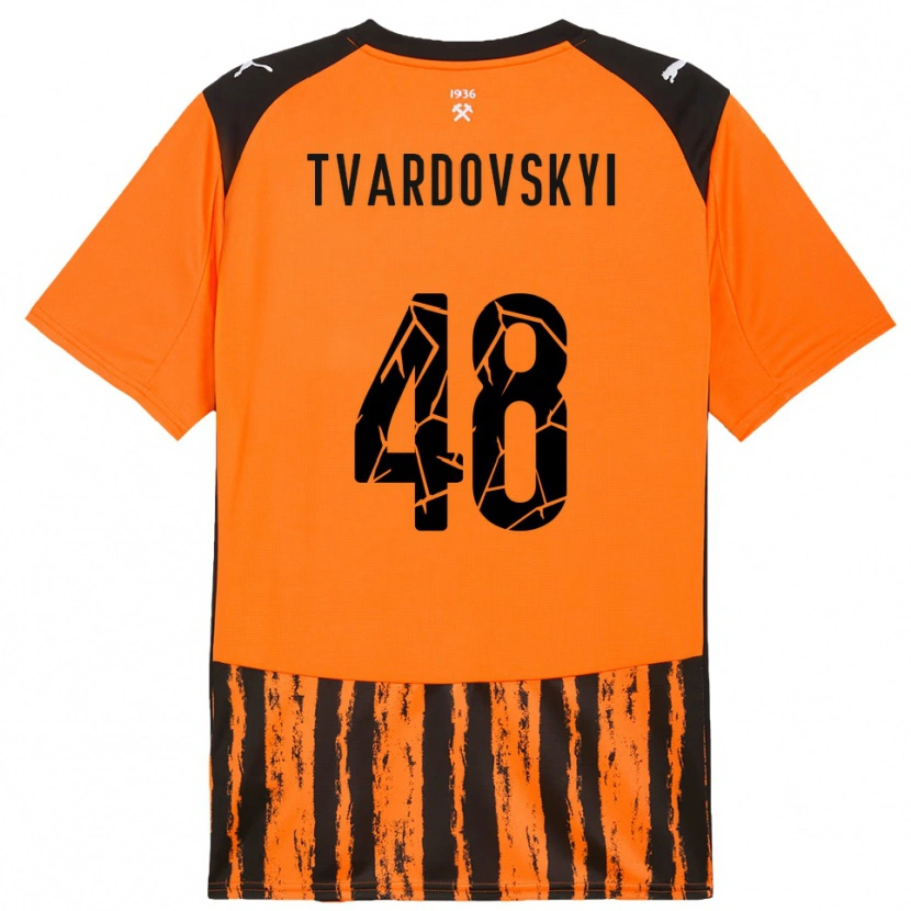 Danxen Homme Maillot Denys Tvardovskyi #48 Orange Noir Tenues Domicile 2025/26 T-Shirt