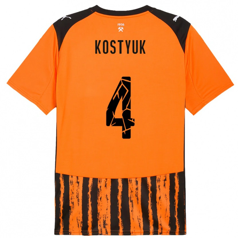 Danxen Homme Maillot Yegor Kostyuk #4 Orange Noir Tenues Domicile 2025/26 T-Shirt