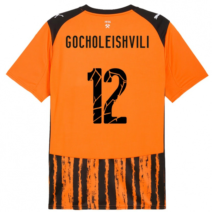 Danxen Homme Maillot Giorgi Gocholeishvili #12 Orange Noir Tenues Domicile 2025/26 T-Shirt