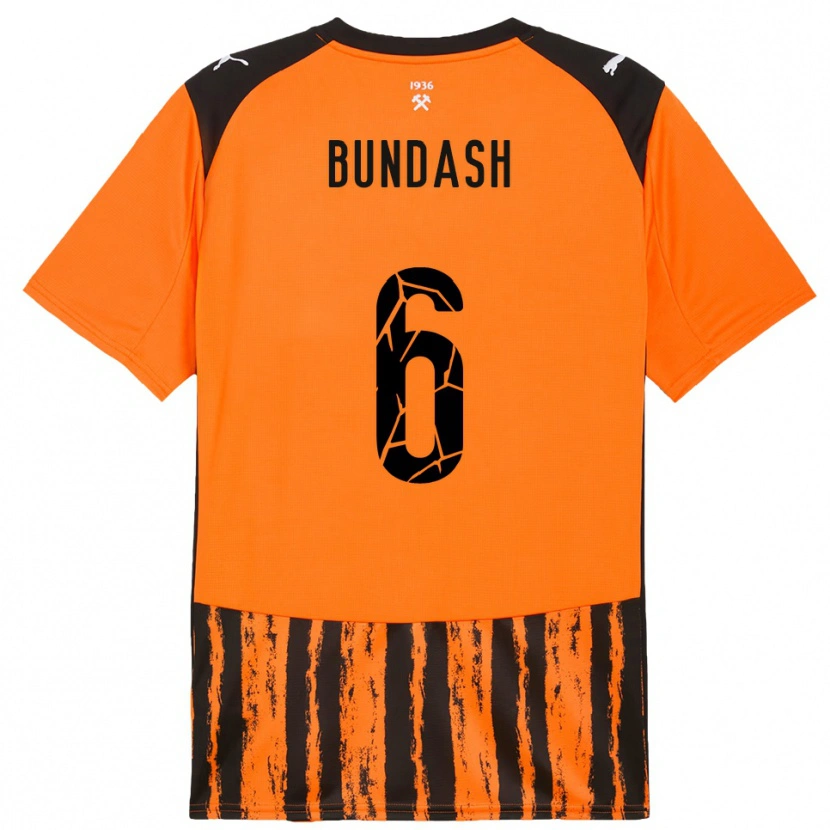 Danxen Homme Maillot Vasyl Bundash #6 Orange Noir Tenues Domicile 2025/26 T-Shirt