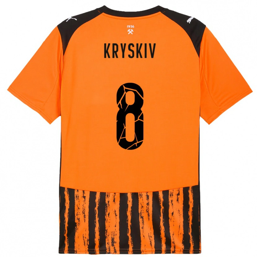 Danxen Homme Maillot Dmytro Kryskiv #8 Orange Noir Tenues Domicile 2025/26 T-Shirt