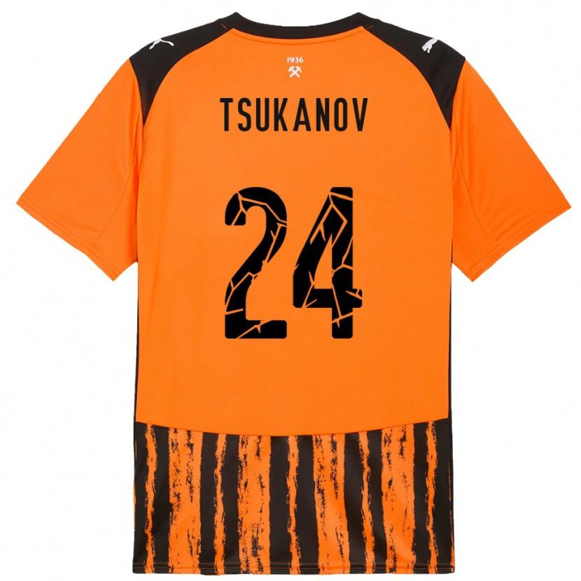 Danxen Homme Maillot Viktor Tsukanov #24 Orange Noir Tenues Domicile 2025/26 T-Shirt