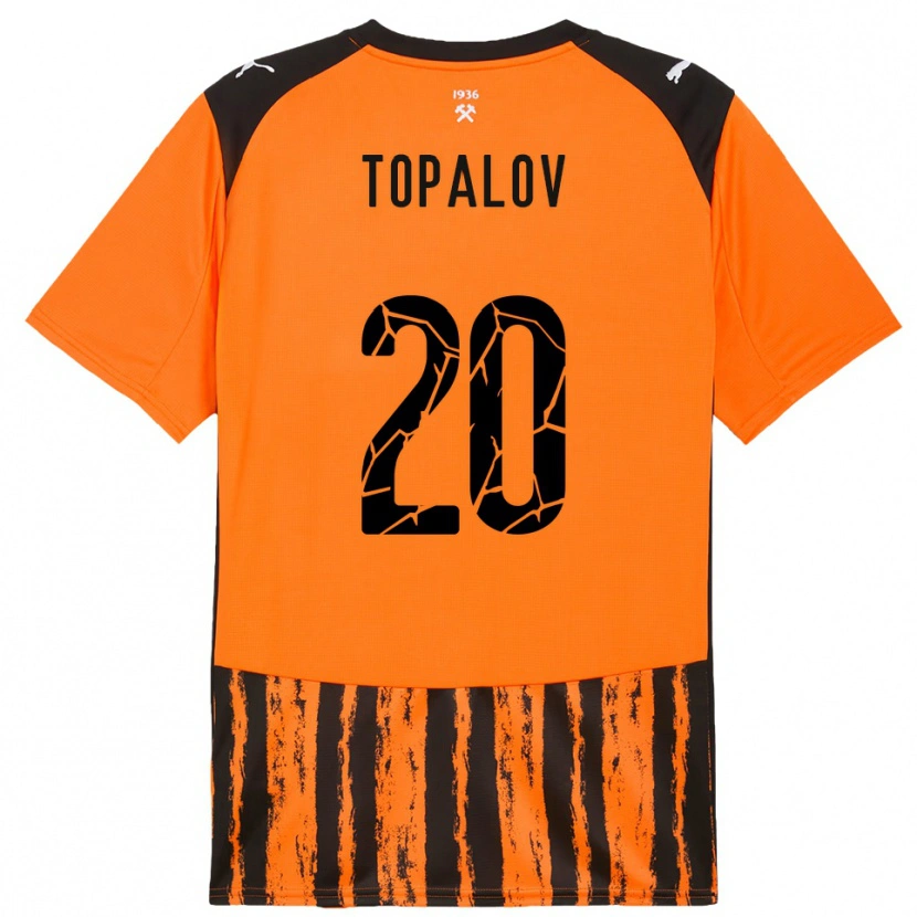 Danxen Homme Maillot Dmytro Topalov #20 Orange Noir Tenues Domicile 2025/26 T-Shirt