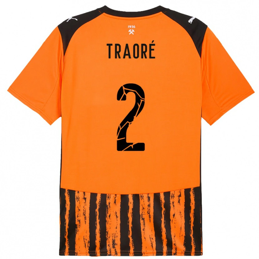 Danxen Homme Maillot Lassina Traoré #2 Orange Noir Tenues Domicile 2025/26 T-Shirt