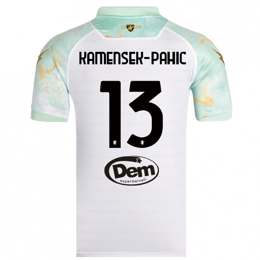 Danxen Homme Maillot Matjaz Kamensek-Pahic #13 Blanc Noir Tenues Extérieur 2025/26 T-Shirt
