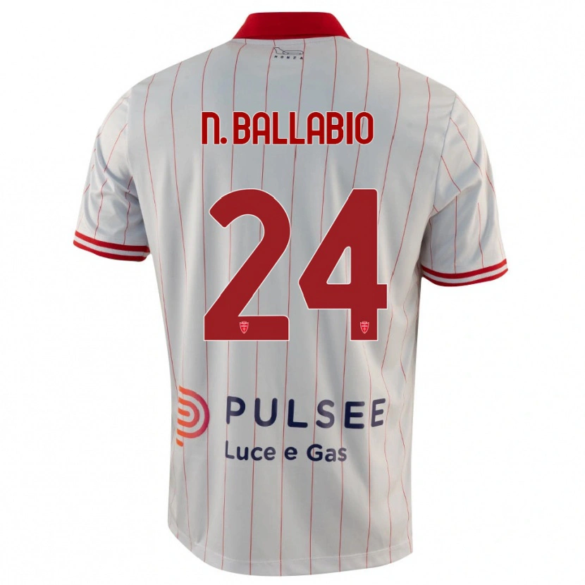 Danxen Homme Maillot Nicolò Ballabio #24 Blanc Rouge Bleu Tenues Extérieur 2025/26 T-Shirt