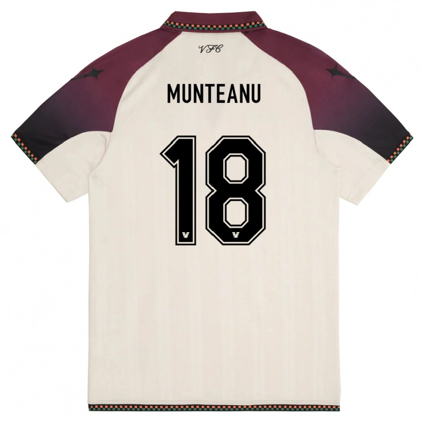 Danxen Homme Maillot Denis Munteanu #18 Crème Bordeaux Tenues Extérieur 2025/26 T-Shirt