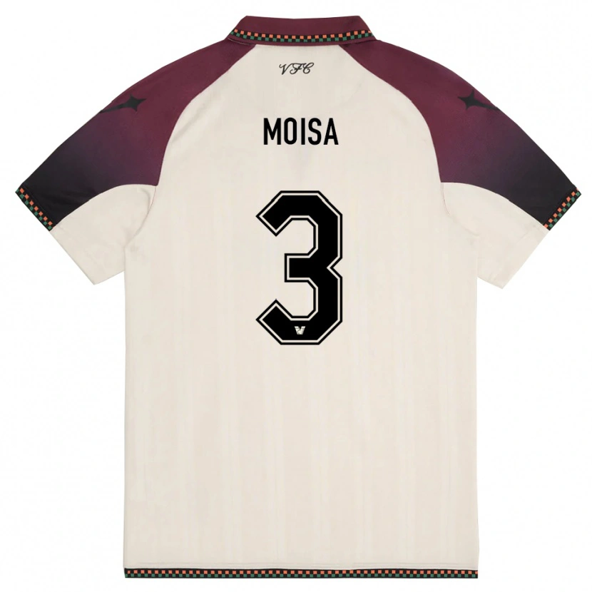 Danxen Homme Maillot Davide Moisa #3 Crème Bordeaux Tenues Extérieur 2025/26 T-Shirt