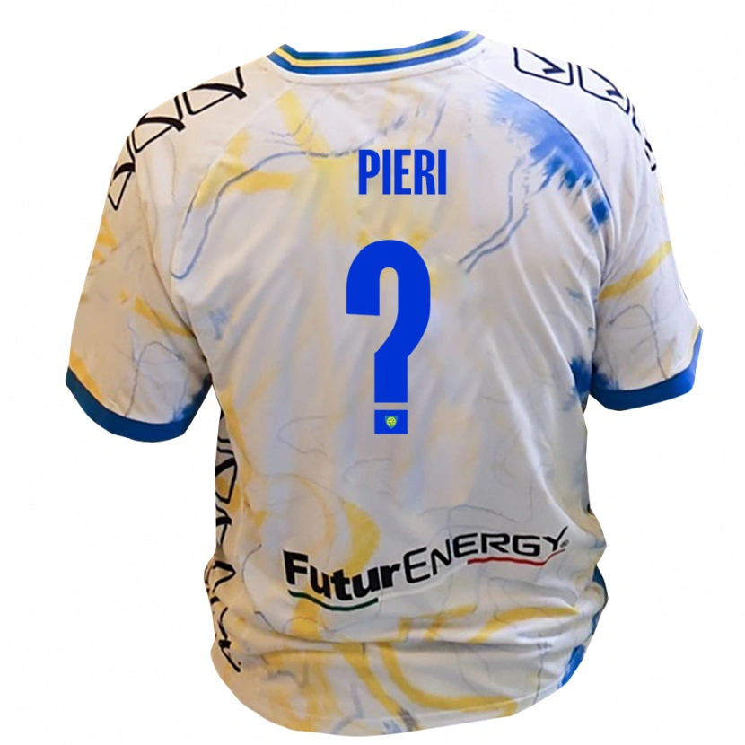 Danxen Homme Maillot Mattia Pieri #0 Blanc Jaune Bleu Tenues Extérieur 2025/26 T-Shirt
