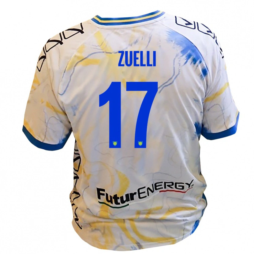 Danxen Homme Maillot Emanuele Zuelli #17 Blanc Jaune Bleu Tenues Extérieur 2025/26 T-Shirt