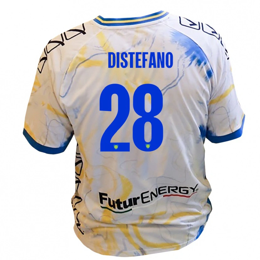Danxen Homme Maillot Filippo Distefano #28 Blanc Jaune Bleu Tenues Extérieur 2025/26 T-Shirt