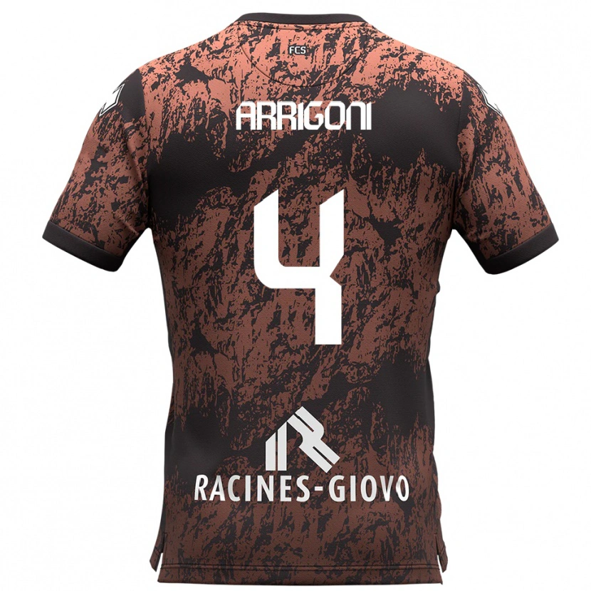 Danxen Homme Maillot Tommaso Arrigoni #4 Marron Noir Tenues Extérieur 2025/26 T-Shirt