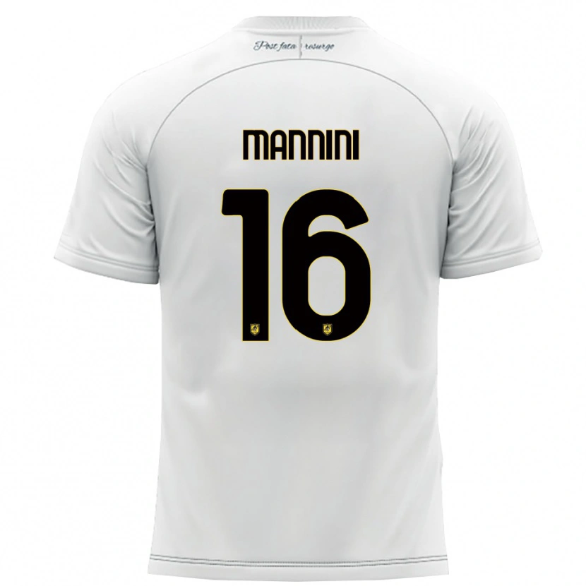 Danxen Homme Maillot Mattia Mannini #16 Blanc Jaune Tenues Extérieur 2025/26 T-Shirt