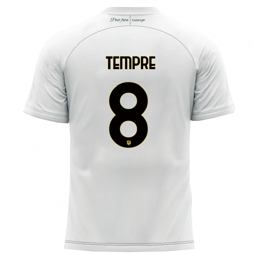 Danxen Homme Maillot Domenico Tempre #8 Blanc Jaune Tenues Extérieur 2025/26 T-Shirt