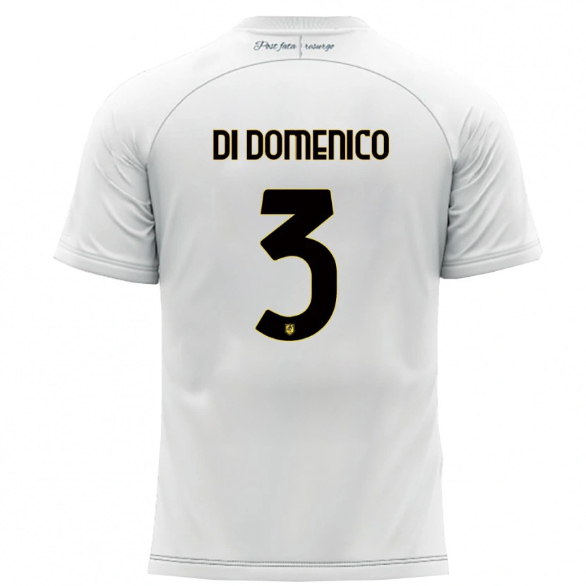 Danxen Homme Maillot Alfredo Di Domenico #3 Blanc Jaune Tenues Extérieur 2025/26 T-Shirt