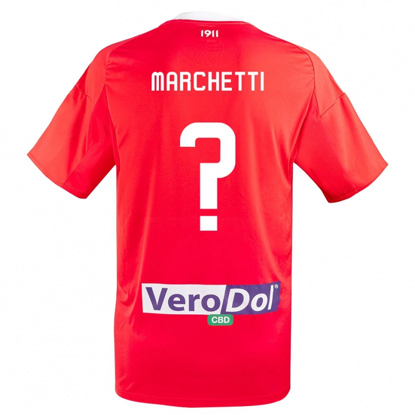 Danxen Homme Maillot Francesco Marchetti #0 Rouge Blanc Tenues Extérieur 2025/26 T-Shirt