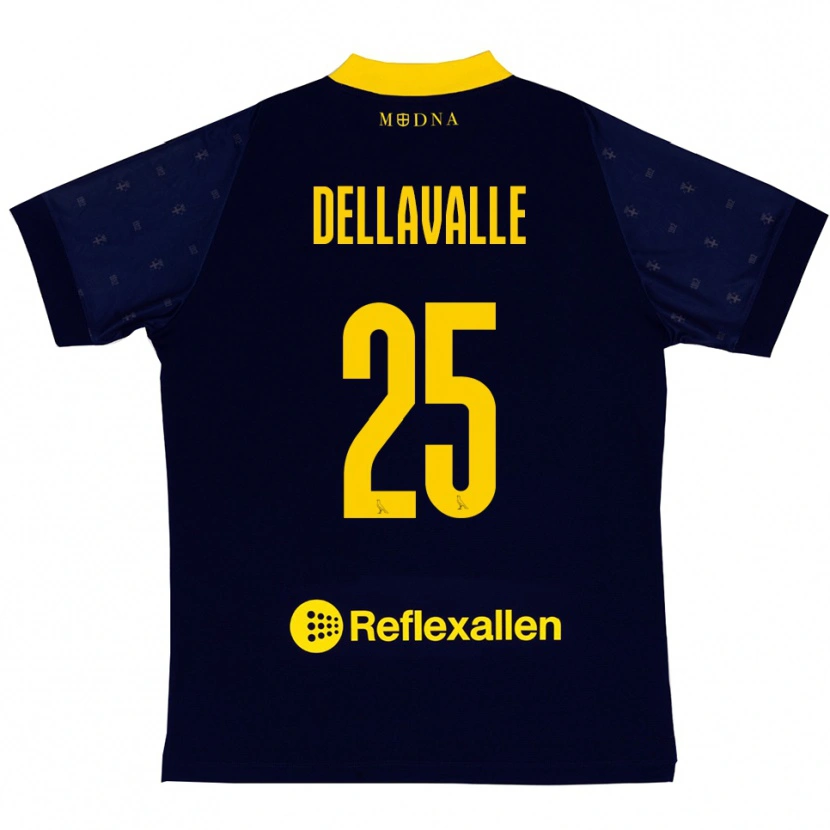 Danxen Homme Maillot Alessandro Dellavalle #25 Marine Jaune Tenues Extérieur 2025/26 T-Shirt