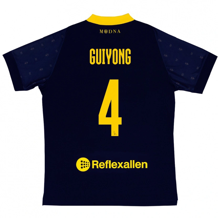 Danxen Homme Maillot Franck Guiyong #4 Marine Jaune Tenues Extérieur 2025/26 T-Shirt