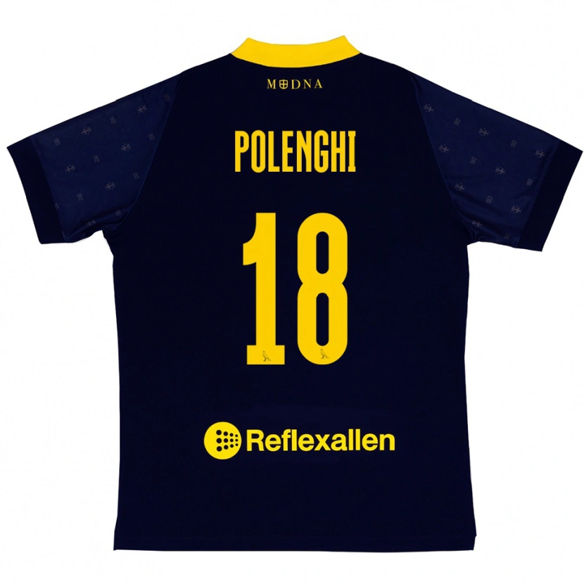 Danxen Homme Maillot Damiano Polenghi #18 Marine Jaune Tenues Extérieur 2025/26 T-Shirt