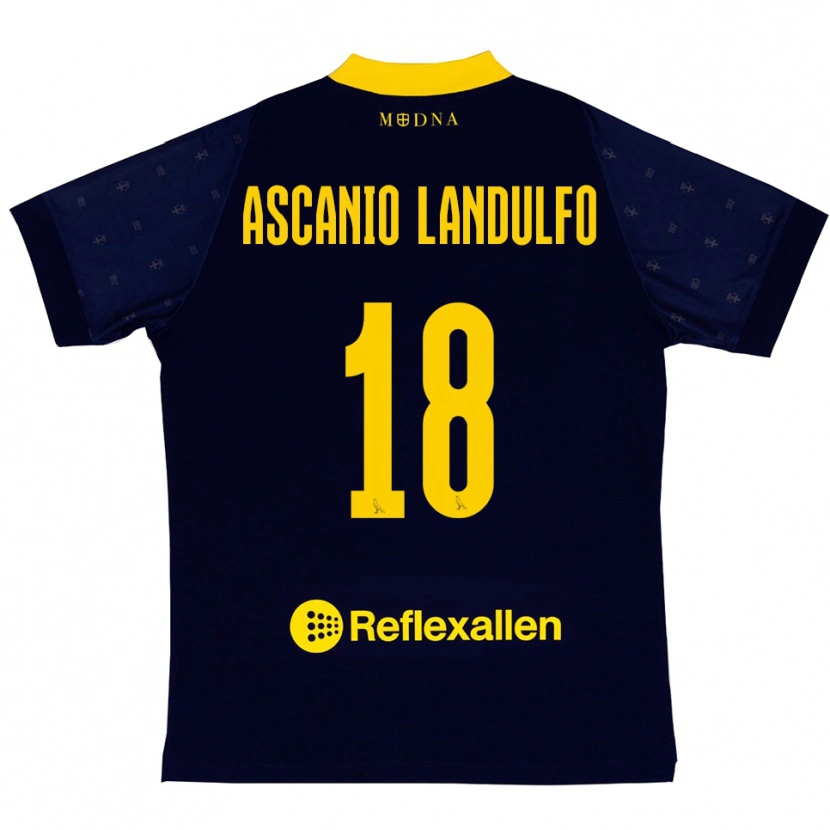 Danxen Homme Maillot Gabriele Ascanio Landulfo #18 Marine Jaune Tenues Extérieur 2025/26 T-Shirt