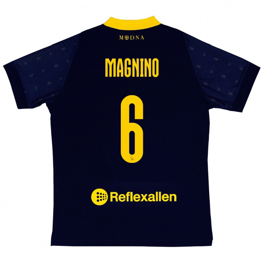 Danxen Homme Maillot Luca Magnino #6 Marine Jaune Tenues Extérieur 2025/26 T-Shirt