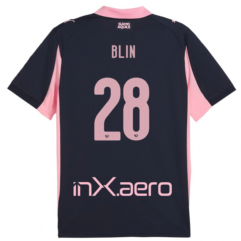 Danxen Homme Maillot Alexis Blin #28 Marine Rose Tenues Extérieur 2025/26 T-Shirt