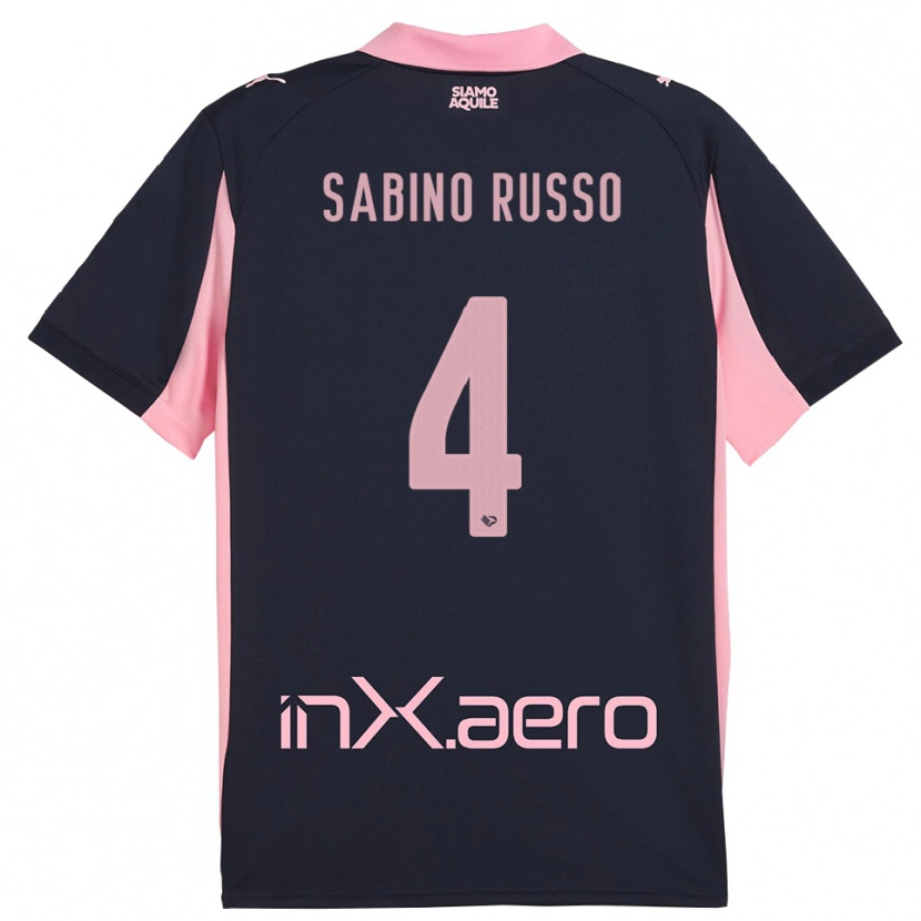 Danxen Homme Maillot Alessandro Sabino Russo #4 Marine Rose Tenues Extérieur 2025/26 T-Shirt