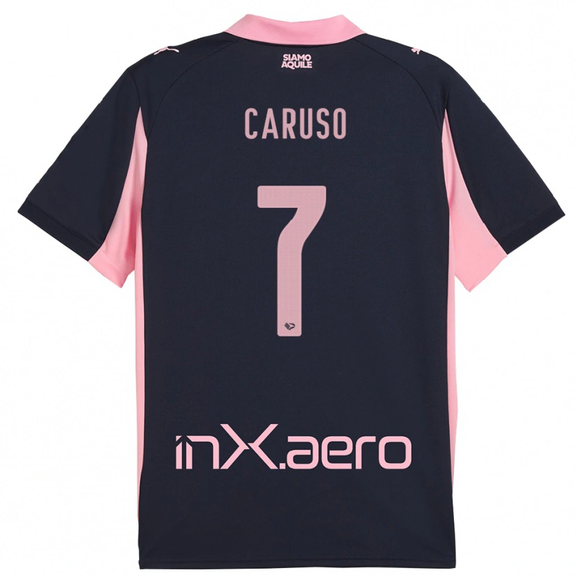 Danxen Homme Maillot Edoardo Caruso #7 Marine Rose Tenues Extérieur 2025/26 T-Shirt