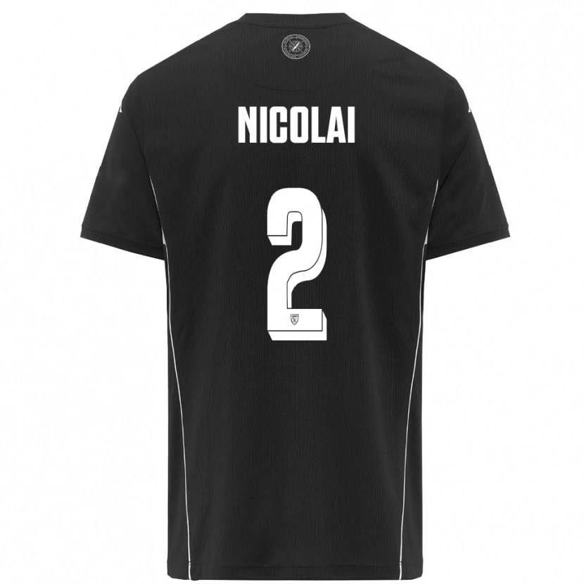 Danxen Homme Maillot Gabriele Nicolai #2 Noir Blanc Tenues Extérieur 2025/26 T-Shirt